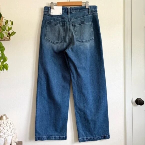 LOFT Sailor High Rise Wide Leg Crop Jeans in Vintage Indigo NEW - Picture 4 of 6